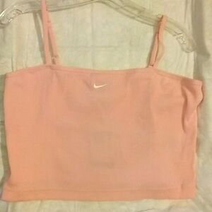 Nike Pink Ribbed Strap Crop Tank Top